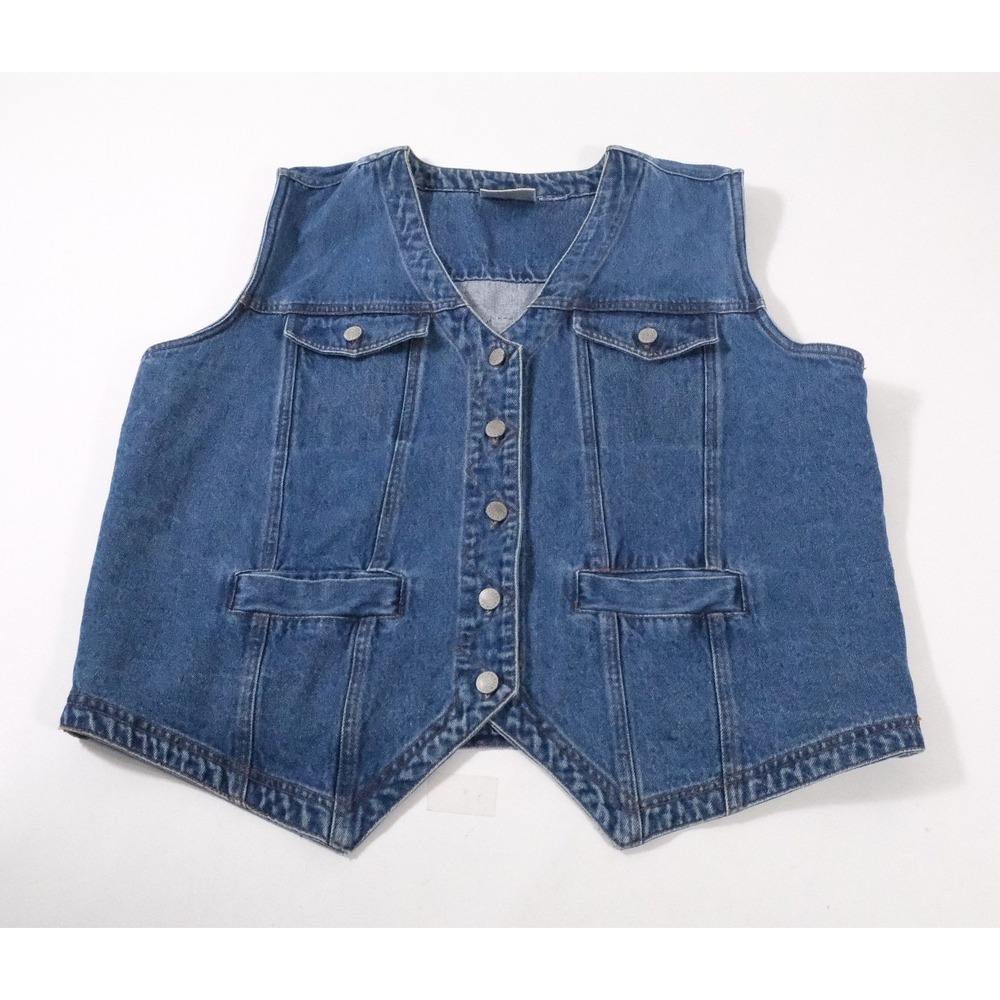 Bill Blass Denim Vest Mens XL Blue Goldwing Patch Vintage 80s Biker Motorcycle - Picture 1 of 6